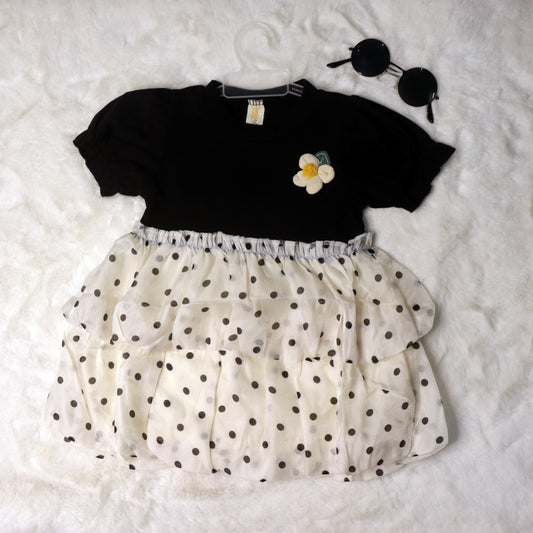 Black polka dots frock-black