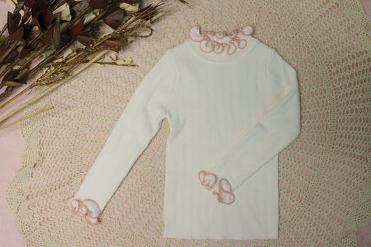 turtle neck sweater with pearl detailing-white