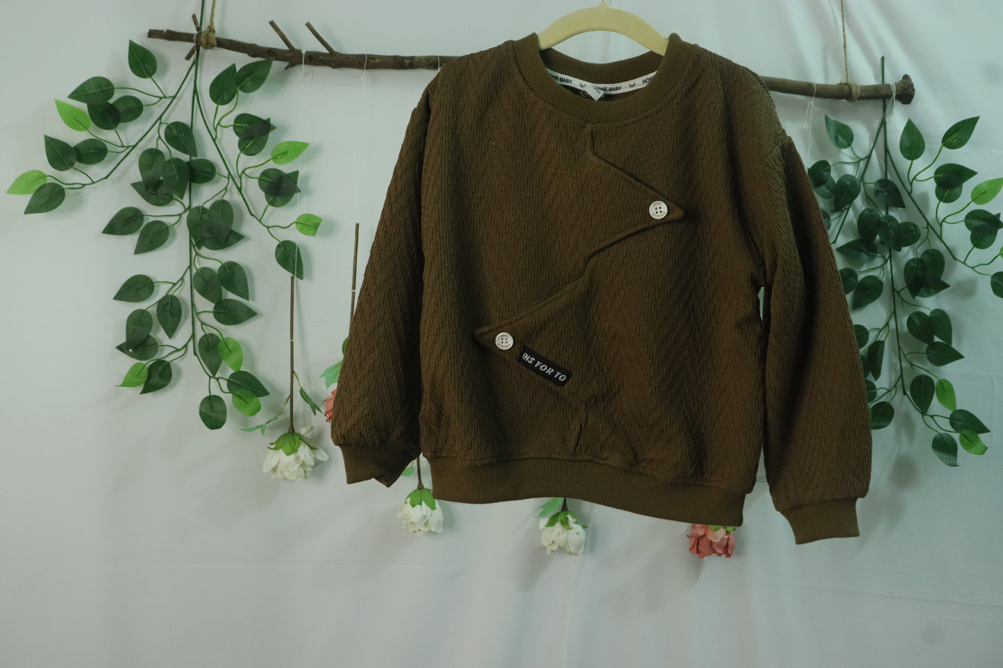 Button detailing sweatshirt-boys-brown