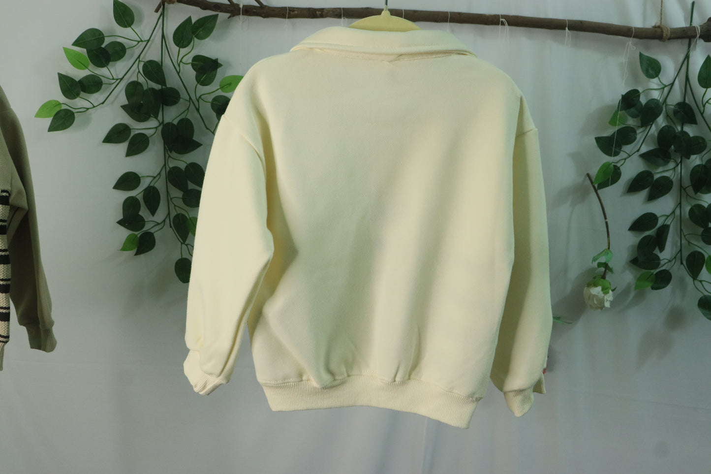 Collar full sleeve sweatshirt-half white-boys