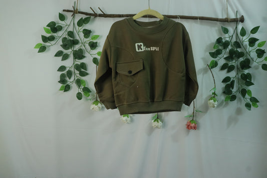 Round Neck Sweatshirt-green-boys