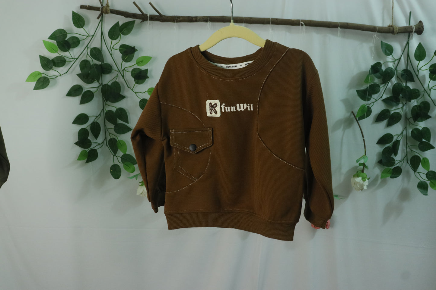 Round Neck Sweatshirt-brown-boys