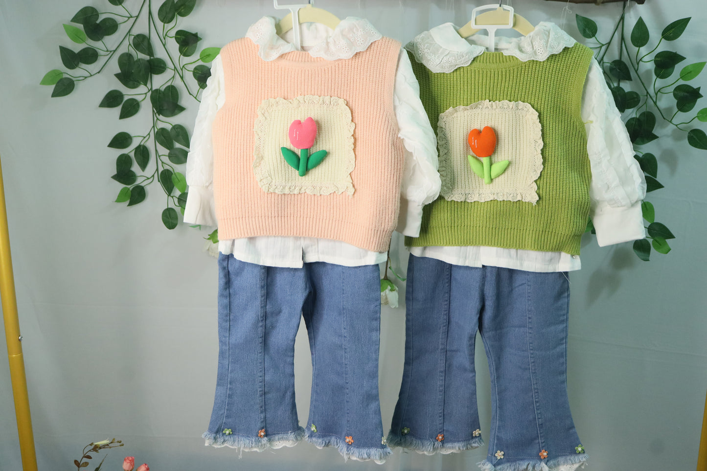 winter jeans set-peach