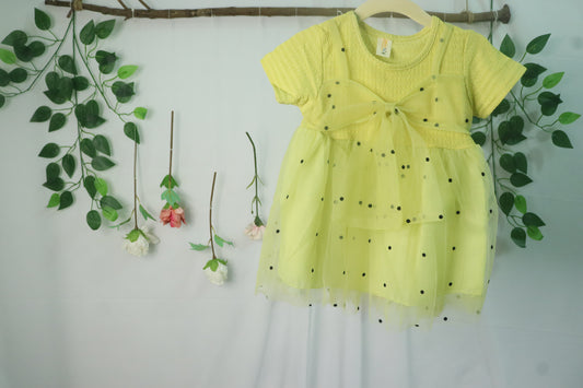 Net polka dots frock-green