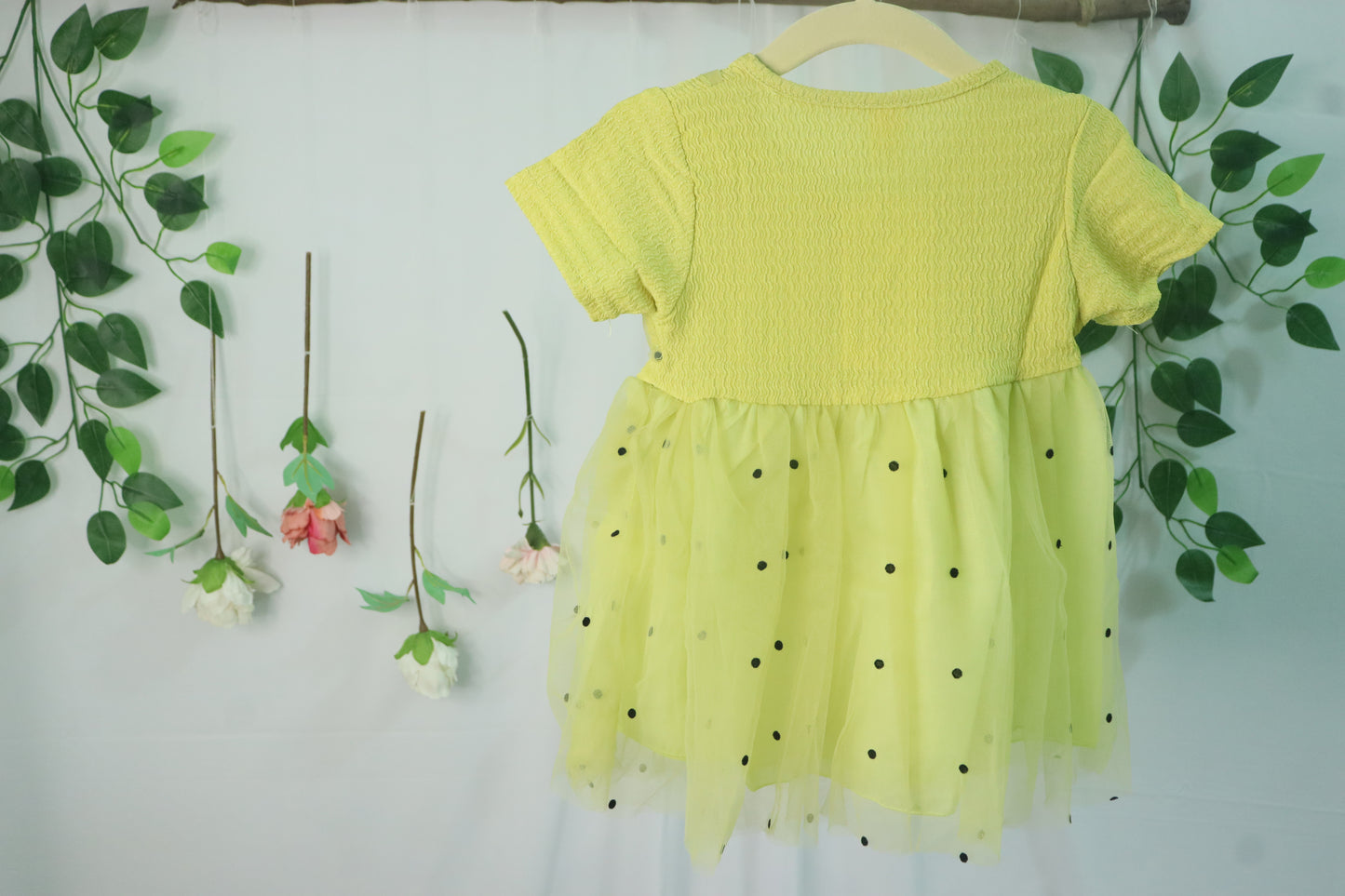 Net polka dots frock-green