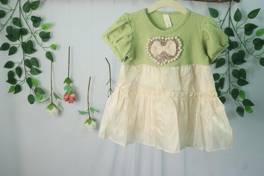 Organza frock with pearl detailing-green