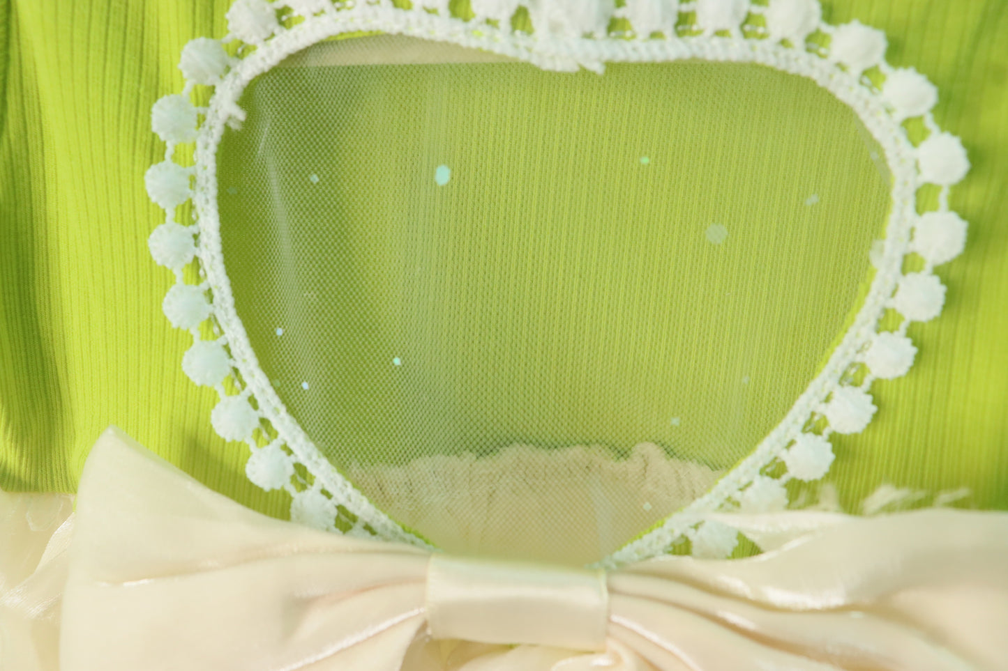 Organza frocks with netted heart detailing-green