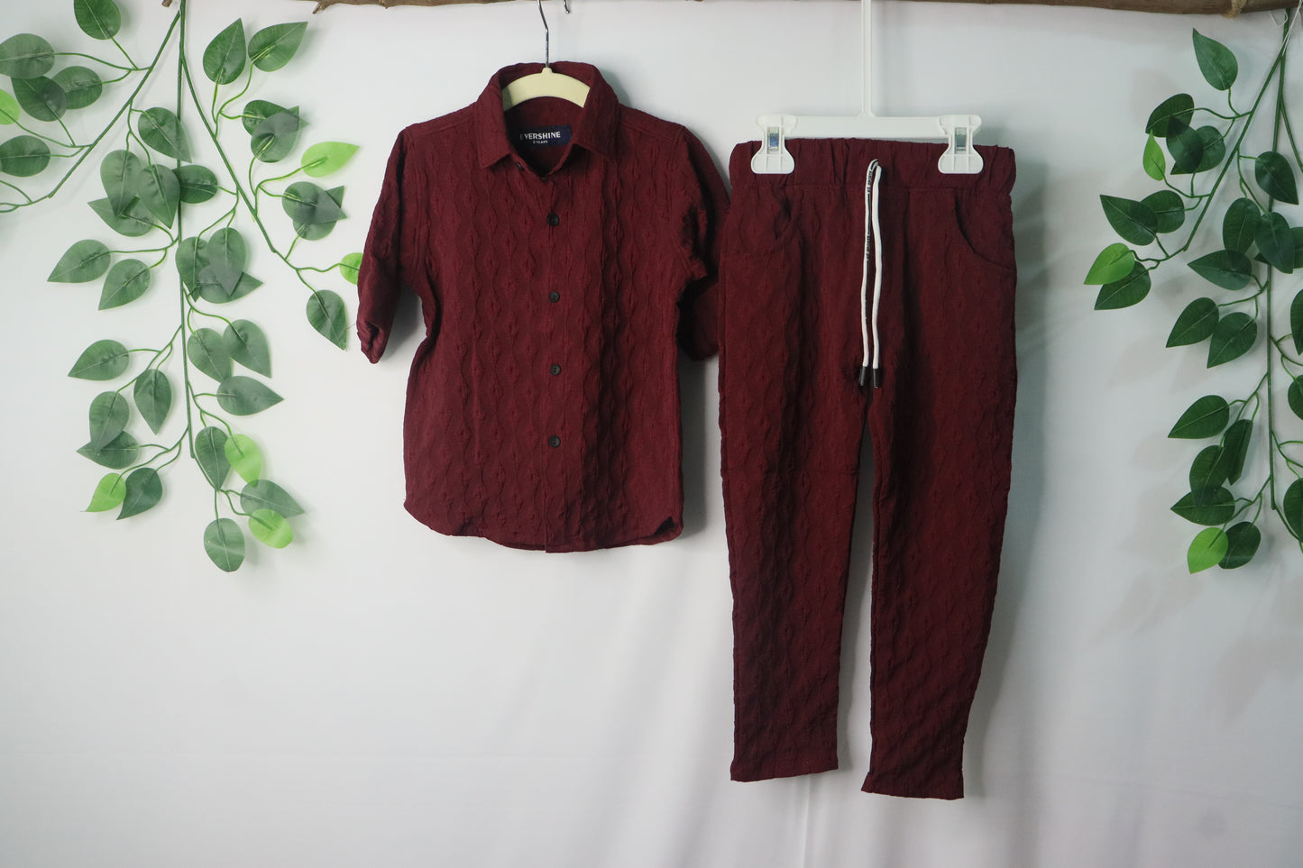 Collar full cord set for boys-maroon