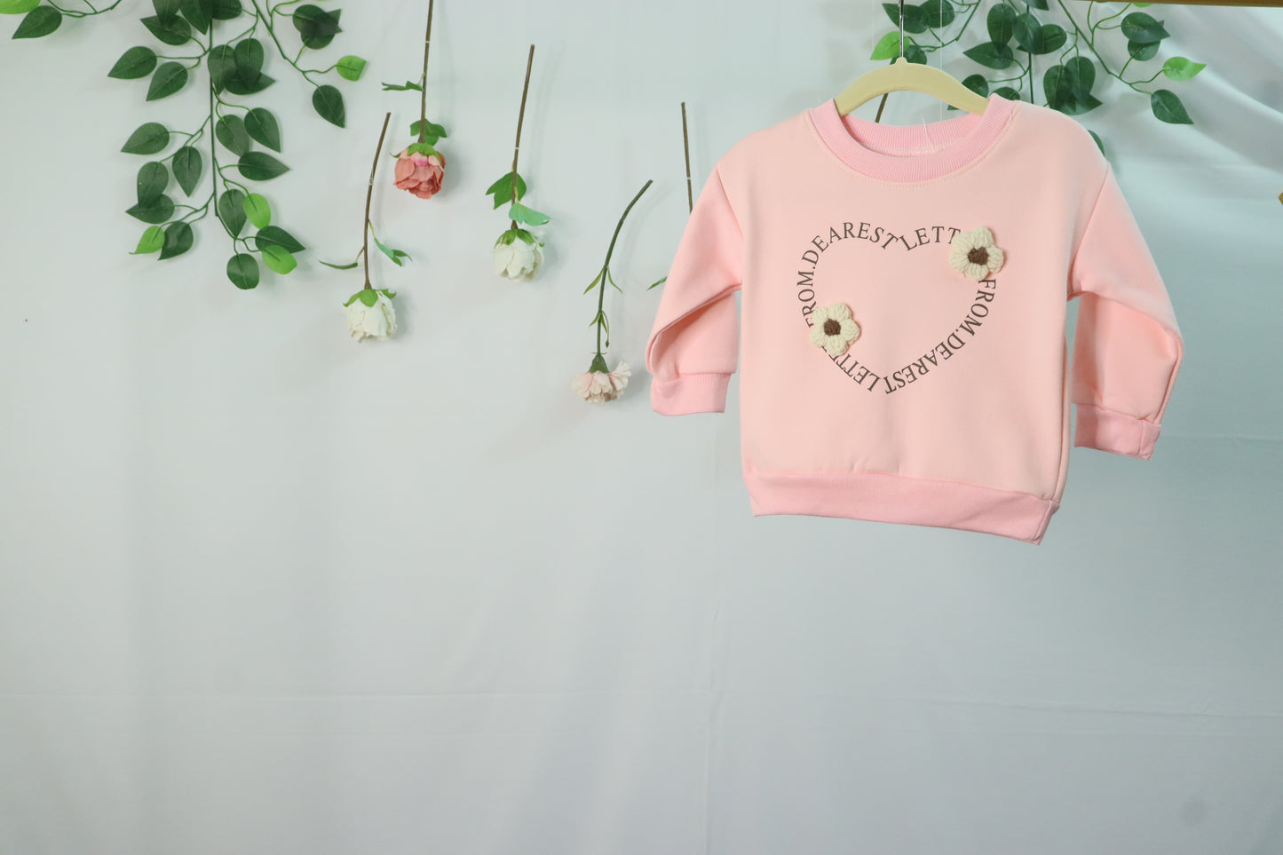 sweatshirt with flower detailing-peach-girls