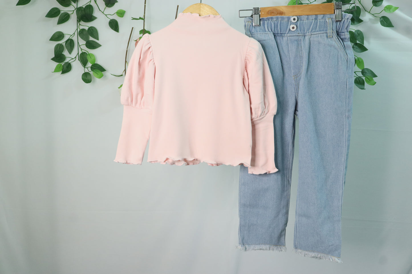 jeans set-peach-girls