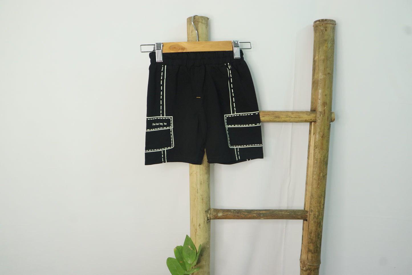 Black Short Cord Set for Boys-Black