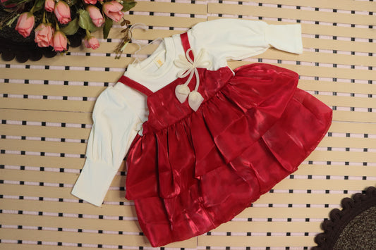 Organza Party Wear frock for girls-Red