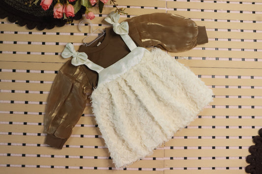 Frock With Inner Tee-Brown-Girls