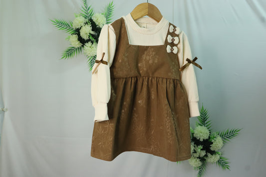 Full Sleeve Bow Detailing Frock-Green