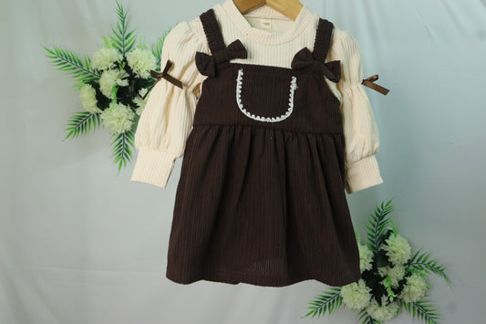 Bow detailing frock-brown